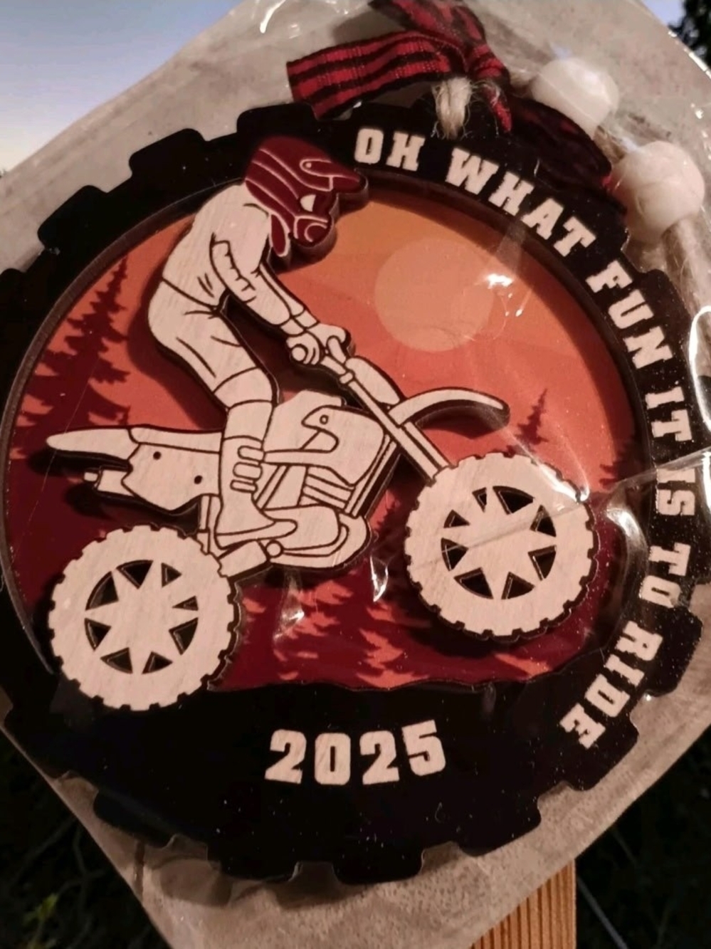 2025 Motocross Holiday Ornament - Red and Orange Rider